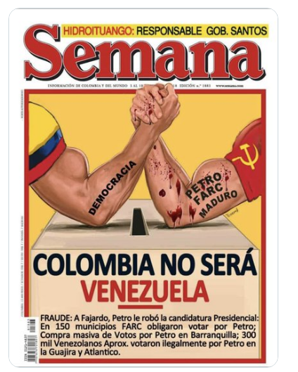Anitnelav87's tweet photo. #Colombia mantendrá su democracia
#ELN #FARC y #petro nunca gobernarán

#PetroNuncaSeraPresidente #13Junio #Lunes #ColombiaDecide https://t.co/NHYTZPh8QH