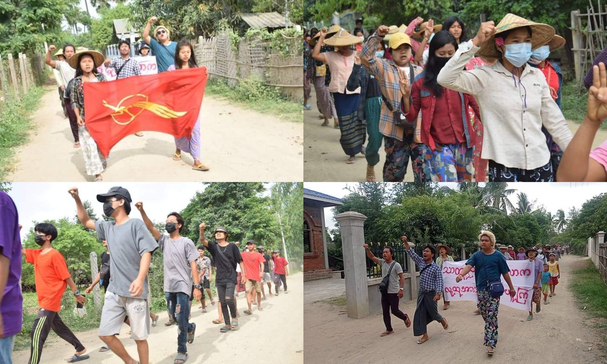 GracePenhallow's tweet photo. Anti-coup revolutionary coalition strike in Sagaing's Yinmabin Twp.

#2022Jun13Coup #HelpMyanmarIDPs #VillagesBurntDownByJunta #WhatsHappeningInMyanmar https://t.co/ES1NP8QFV2