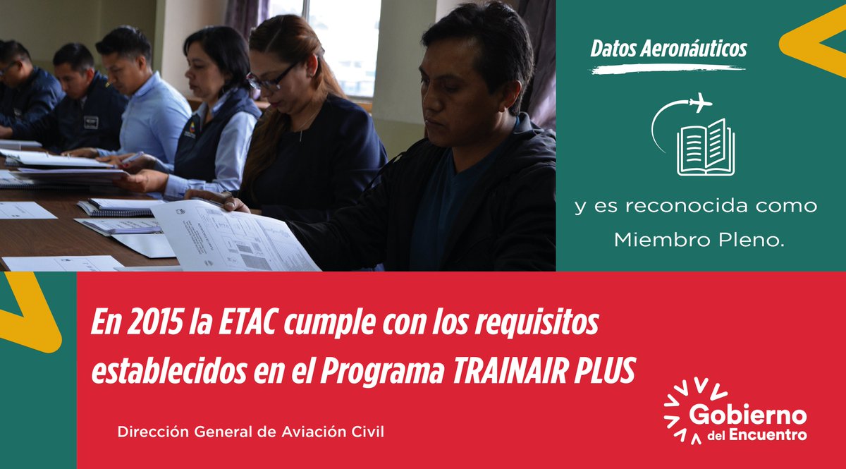 DGAC_Ecuador's tweet photo. #DatosAeronáuticos✍️🏻En 2011 la Escuela Técnica de Aviación Civil, #ETAC, pasa a ser Miembro Asociado del Programa TRAINAIR PLUS y adquiere la capacidad de elaborar Conjuntos de Material Didáctico Normalizado, bajo metodología #TRAINAIRPLUS. https://t.co/JT5pbzjtaS