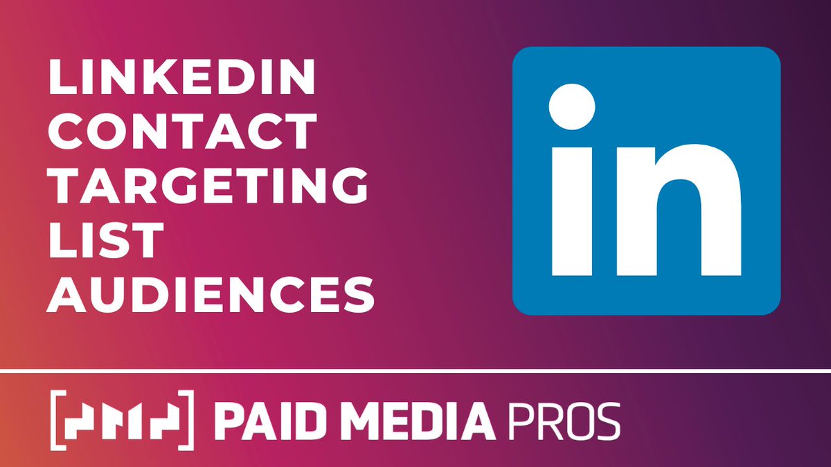 michellemsem's tweet photo. Have a list of user email addresses you to target through Linkedin Ads? 

https://t.co/F2m91pOEDG

^^Watch the latest @PaidMediaPros video and @MilwaukeePPC will walk you through how to use Contact Audiences. #ppc #linkedinads #liads https://t.co/ryvoDsO4Zy