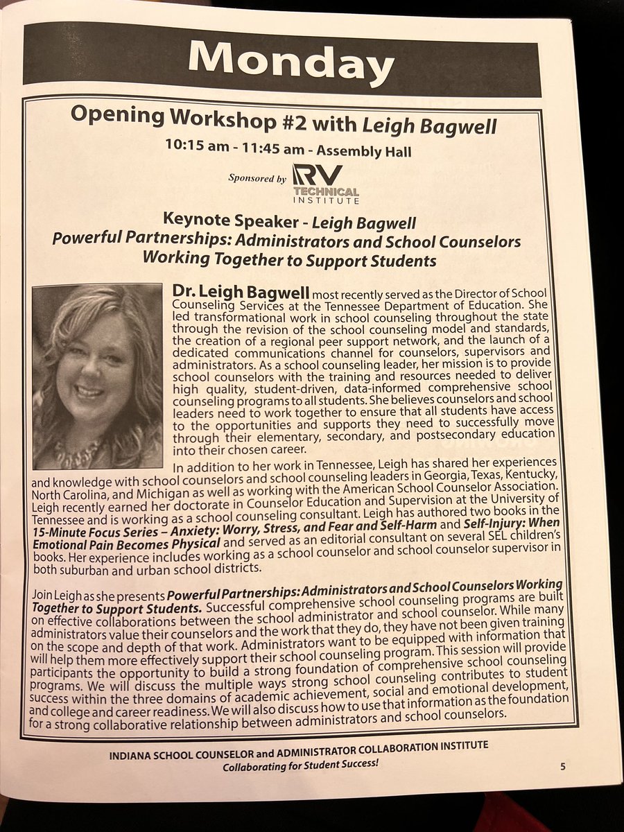 DrSherriBarrow's tweet photo. Powerful Partnerships: Administrators and School Counselors Working Together to Support Students by Keynote Speaker Dr Leigh Bagwell @LeighBagwell @BallStateSC #SchoolCounselor #SchoolCounseling #scchat #Administrators #Collaboration #ISCACI https://t.co/iANoJuQtET