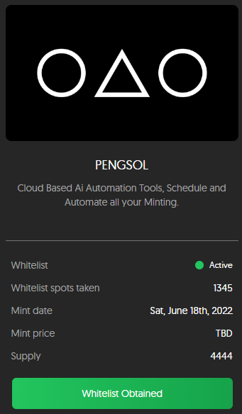 pents_eth's tweet photo. Just got whitelisted for @pengsol_, one of the projects I'm more hyped atm... Got mine Whitelist at @nft_blues dapp marketplace with $Whales... LFG!!!!
#Solana #SolanaCommunity #NFTs #NFTools #blockchain https://t.co/5sm9ytMdVE