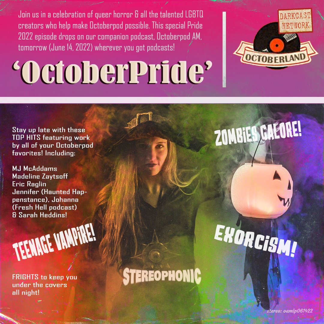 Octoberpod (@octoberpodvhs) on Twitter photo Join us in a celebration of queer horror & all the talented LGBTQ creators who help make Octoberpod possible. OctoberPride drops on Octoberpod AM tomorrow (6/14/22) wherever you get podcasts!
PROMOS: <a href="/rainbowcrimes/">Beyondtherainbowpodcast</a> <a href="/3spookedgirls/">3 Spooked Girls</a> @Tara_3SG <a href="/DeadtimeStoriez/">Deadtime Storiez</a> Join us in a celebration of queer horror & all the talented LGBTQ creators who help make Octoberpod possible. OctoberPride drops on Octoberpod AM tomorrow (6/14/22) wherever you get podcasts!
PROMOS: <a href="/rainbowcrimes/">Beyondtherainbowpodcast</a> <a href="/3spookedgirls/">3 Spooked Girls</a> @Tara_3SG <a href="/DeadtimeStoriez/">Deadtime Storiez</a>
