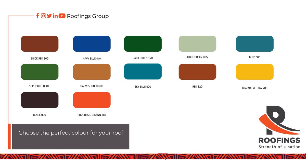 RoofingsGroupUG's tweet image. Choose the perfect colour for your roof from over 20 trendy, classy colours available in our range.If you are making a bulk purchase &amp;amp; have searched in vain for that unique colour, speak to us, we might be able to make it, just for you!Terms &amp;amp; conditions apply.#customizedforyou