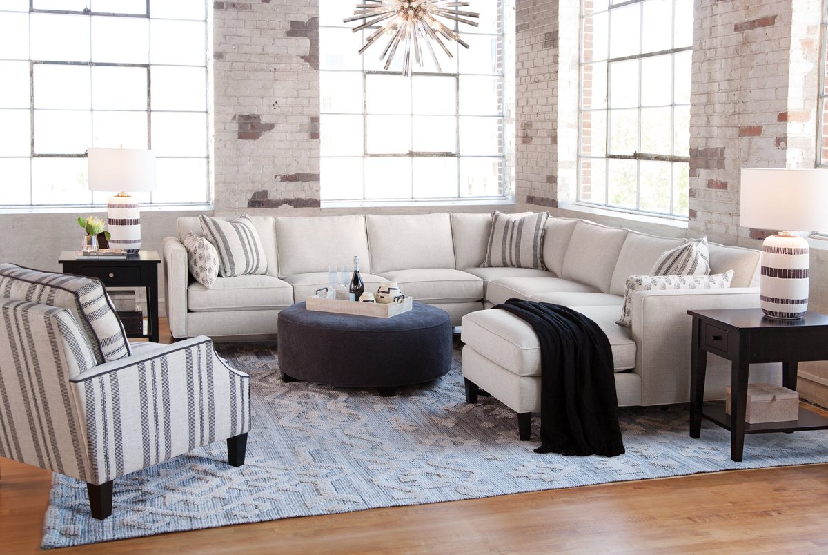Our new Lenox Sectional is modern and sleek! Available in multiple configurations and with wood OR metal legs. #furniture #interiordesign #custom #sectional #livingroominspo