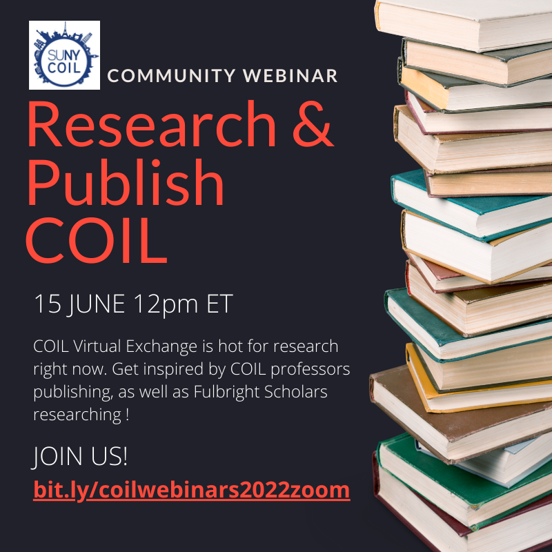 Join us Weds 15 June@1pmET - COIL Research and Publishing with CUNY LaGuardia's COIL Coordinator, Dr. Olga Aksakalova, DUT Dr. Anisa Vahed, DUT, and Dr. MC Montaoya, SUNY Oneonta bit.ly/coilwebinars20…
#virtualexchange #coil <a href="/LaGuardiaCC/">LaGuardia Community College</a>  <a href="/SUNYOneonta/">The Red Dragons</a> <a href="/DUT_Tweets/">DUT</a>