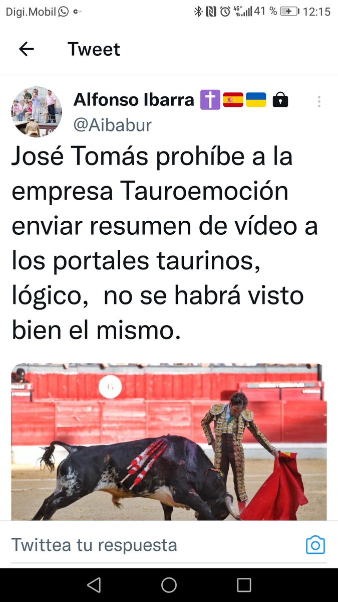 67quijote's tweet photo. José Tomás, el Salvador de la tauromaquia. Y hay gente que compra esto. Inaudito y Vergonzoso. Es un capricho de un mimado https://t.co/GX25R8uvtg