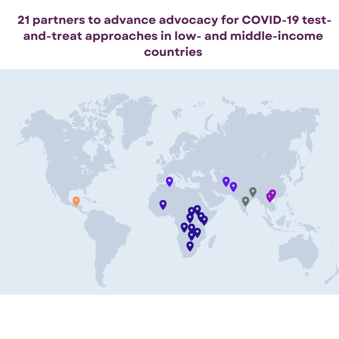 FINDdx's tweet photo. We are pleased to announce the launch of test &amp; treat advocacy projects with 21 partners in 19 low- &amp; middle-income countries to develop &amp; implement advocacy strategies to fight #COVID19.
@FINDdx @UNITAID @ACTAccelerator @UNICEF @CHAI_health @ACTA_CSOReps 
https://t.co/aGZTuhtByh https://t.co/vStx2K5gCK