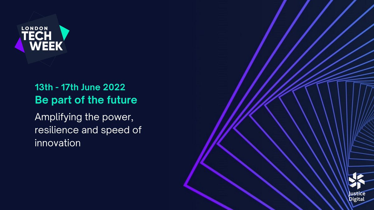 Justice_Digital's tweet photo. It's #LondonTechWeek! An opportunity to bring together industry, government &amp; corporate leaders to discuss the power of tech for our societies! @Justice_Digital are excited to hear how technology is shaping and moving the government landscape forward. 

#LTW2022 #JusticeDigital https://t.co/hO06kXhpD1