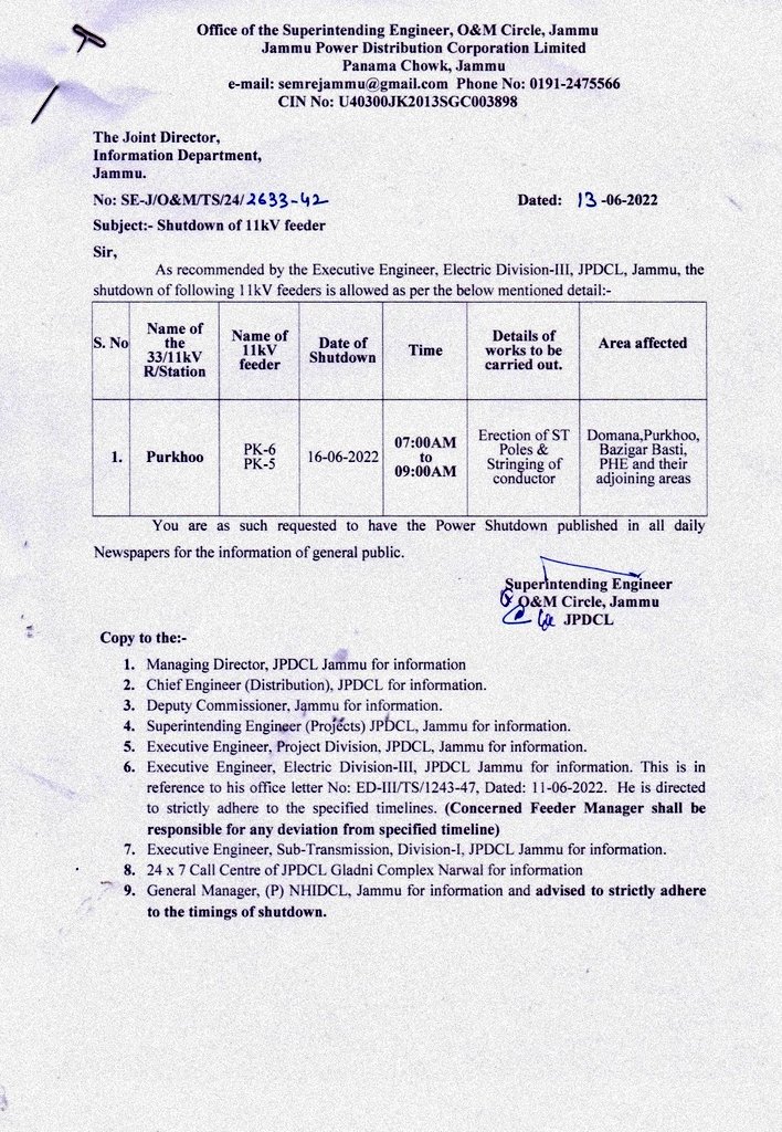 Jammu Power DISCOM On Twitter RT SEJAMMU JPDCL To Execute Different 
