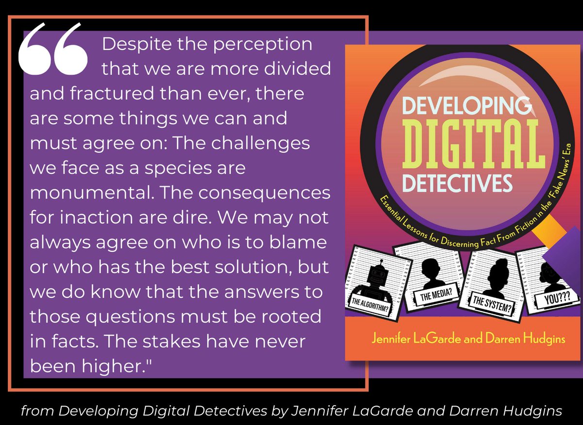 Our schools need plans for comprehensive information literacy instruction across all content areas and grade levels. Spoiler: this includes full funding for school librarians, social studies and civics. The stakes have never been higher.

#digitaldetectivesquad #infolit #medialit