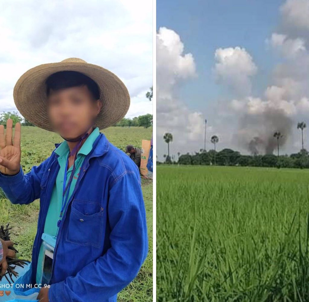 TTFR__Myanmar's tweet photo. As military troops have been stationing in MyinDaung village, KhinOo tsp for one month, the farmers from the nearby villages lost their profit for not being able to harvest. #2022Jun13Coup #VillagesBurntDownByJunta #WhatsHappeningInMyanmar https://t.co/IdhEKL8PFH