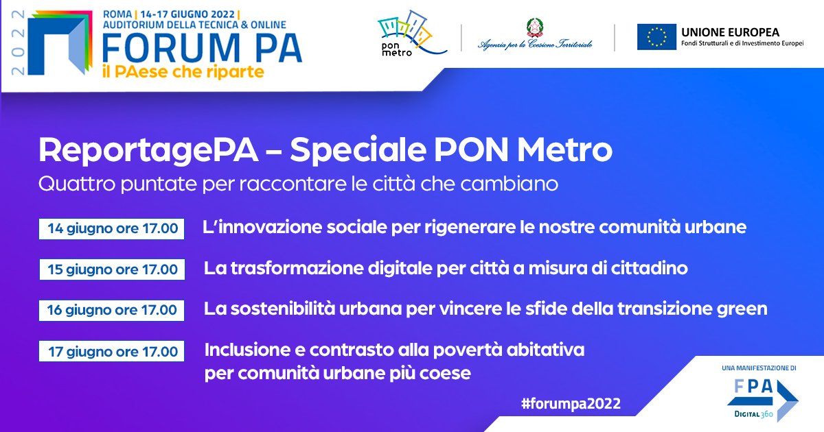 Comune_Cagliari's tweet photo. La Città di #Cagliari presente al #ForumPA22 di Roma.
Il tema della giornata è la "Trasformazione digitale per città a misura di cittadino". L'evento Reportage PA Speciale #PONMetro potrà essere seguito on line.
https://t.co/mCR9rP6Q6T #ponmetroca https://t.co/JtZECoxSnN