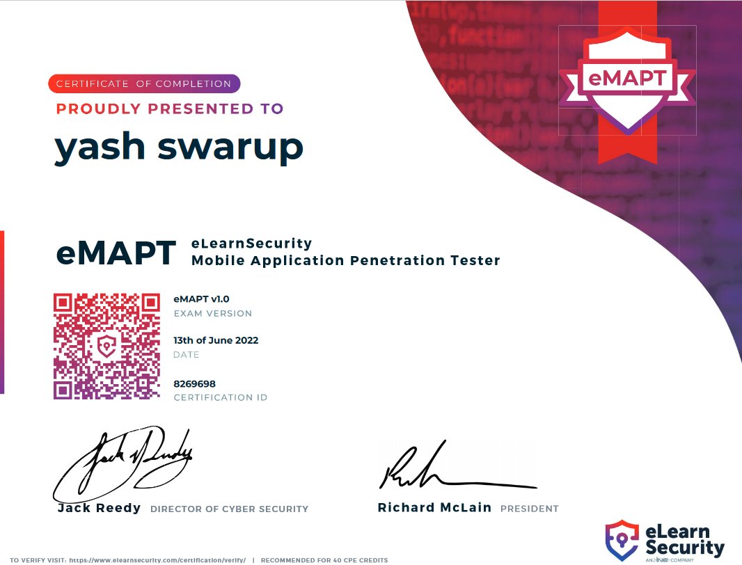 wazirsec's tweet photo. Glad to share that I have passed the #eMAPT certification.
Thank you so much @eLearnSecurity for this awesome course.

#Infosec #mobilesecurity #CyberSecurity #PenetrationTesting #INE #eLearnSecurity https://t.co/pI04h7sE4b