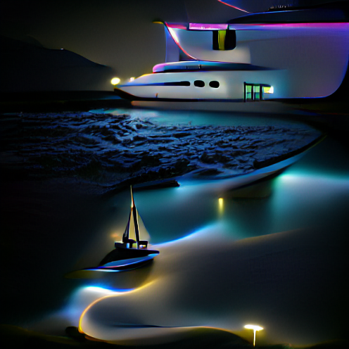 O_T_Human's tweet photo. A yacht at night (#I3GG) #art #artist #artwork #nft #nfts #nftcollector https://t.co/iMlQRg4hh8