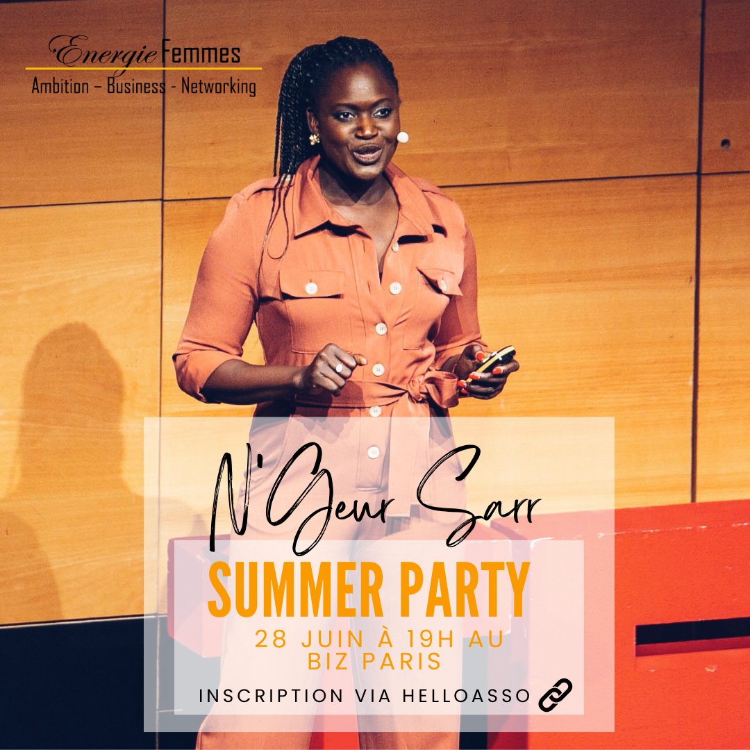 📅#SummerPartyEF Le mardi 28 juin nous recevons <a href="/NGeurSarr/">N'Geur Sarr</a> une visionnaire qui nous aide à explorer et (re)définir notre #réussite dans un monde professionnel en pleine mutation. 
Elle nous partagera un pitch inspirant. 

Inscription👇
helloasso.com/.../summer-par…...

#leadership