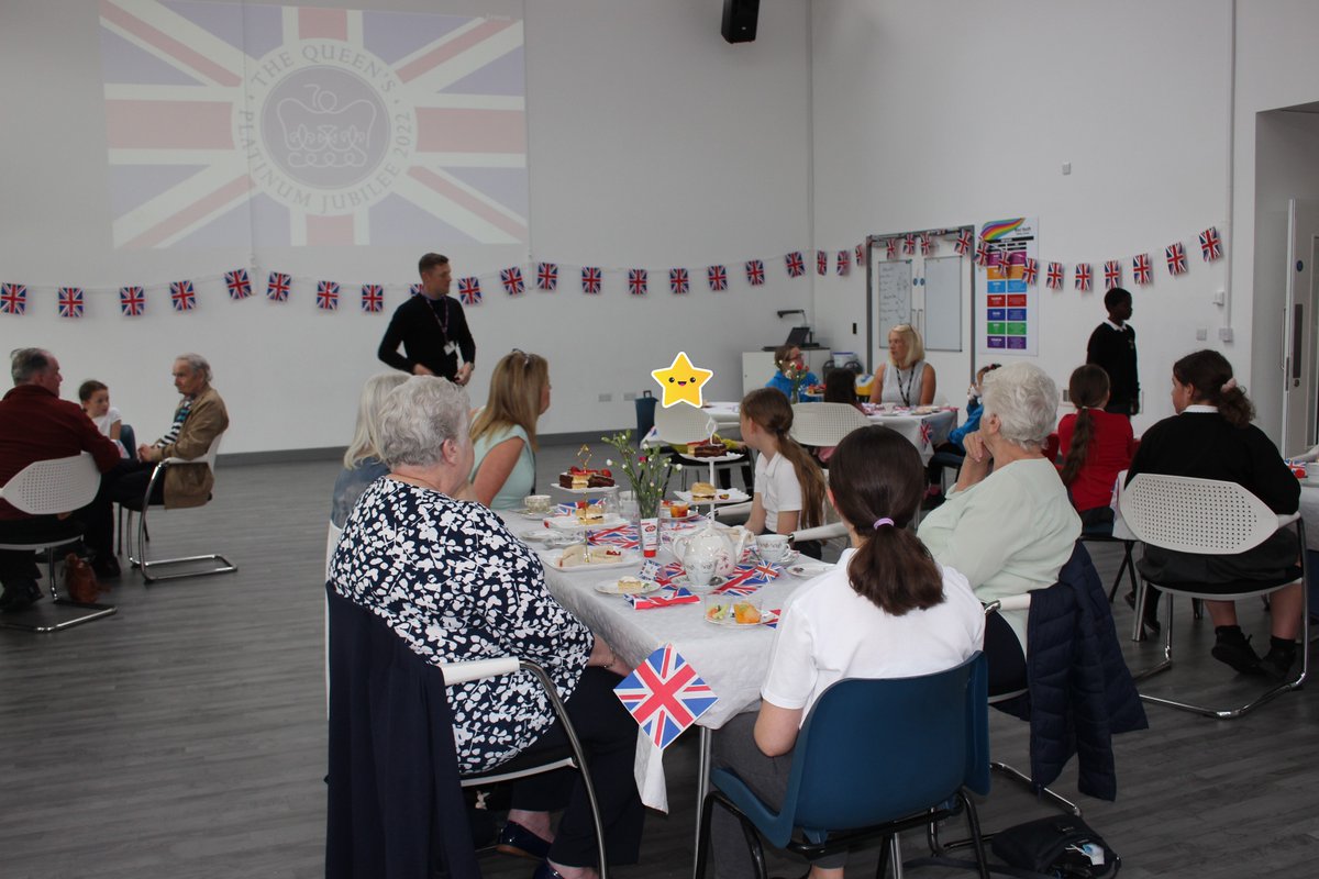 westheathprim's tweet photo. We had an amazing afternoon spent with local citizens and selected West Heath students. They were treated to a Platinum Jubilee Afternoon Tea (served by prefects), a dance by year 5, performances from the choir and performing arts club. #WHPSBritishValues #WHPSCITIZENSHIP https://t.co/9dq7Ey4Ng9