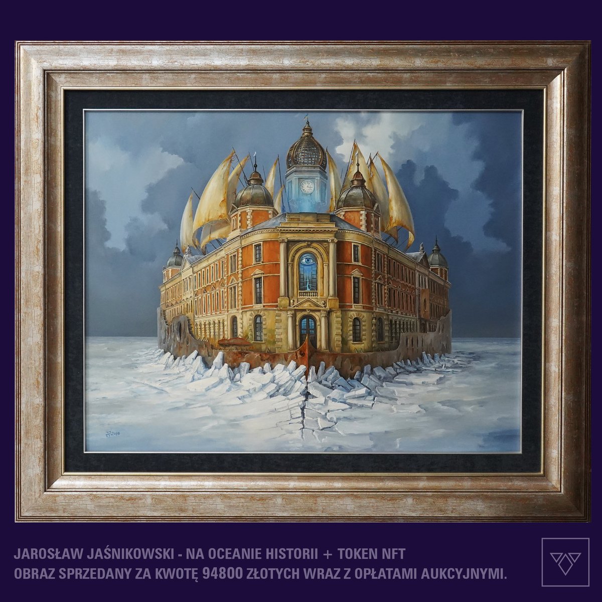 diamondsct's tweet photo. 94800 złotych to ostateczna cena, za jaką został wylicytowany obraz Jarosława Jaśnikowskiego "Na oceanie historii" wraz z tokenem #NFT. Gratulujemy artyście oraz nabywcy. Dziękujemy za zaufanie! 

#jaśnikowski #nftart #NFTCommunity #NFTCommunity2 #nftpl https://t.co/hemNy4TBh5