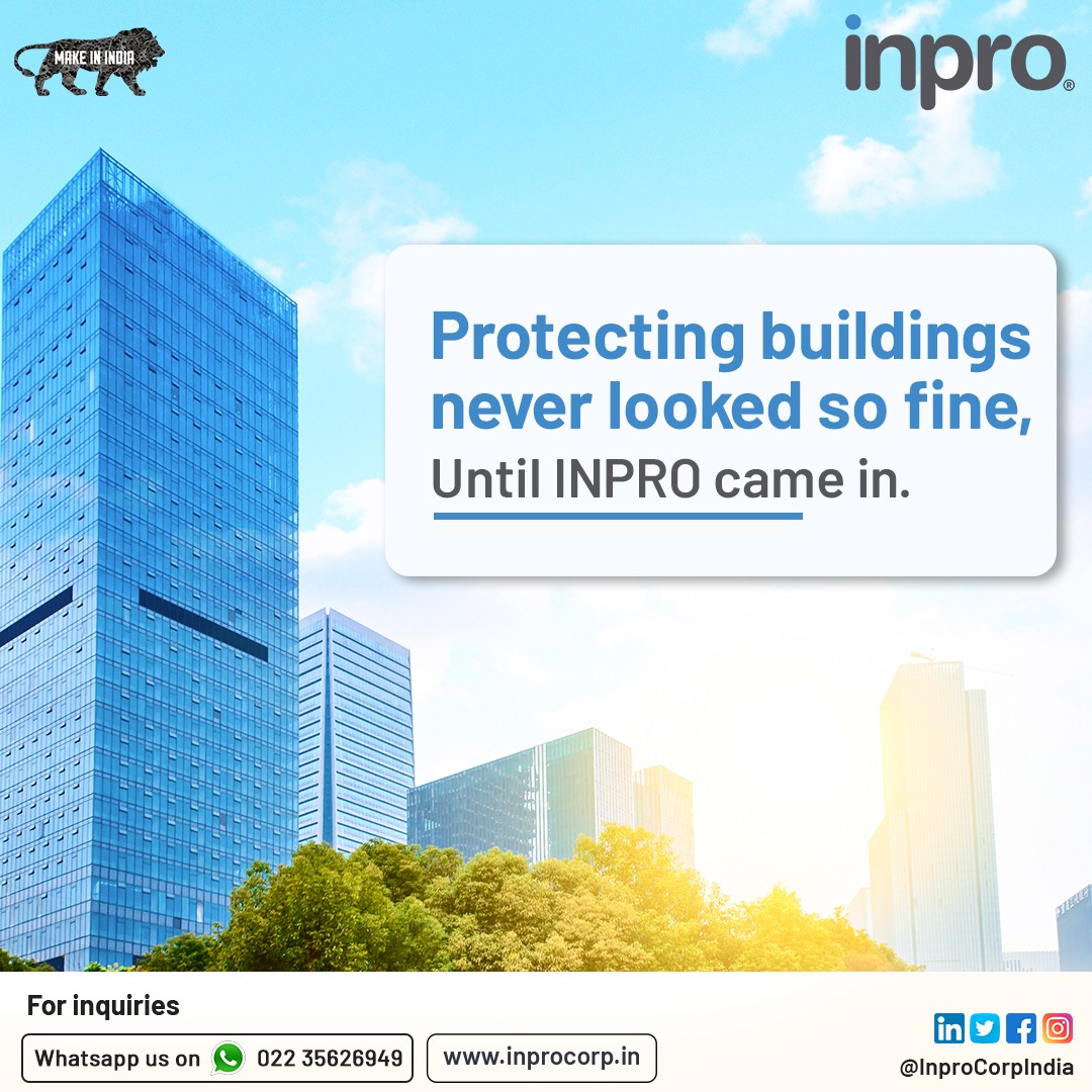 InproCorpIndia's tweet photo. Keep your buildings safe with our top-notch products. Protect every corner of your space with Inpro. 

For more information call us on 9920458386 / 9167969368 or visit our website https://t.co/g3xhWCfbiw

#InproCorpIndia #WallSafety #BuildingSafety #ProtectingBuildings #MyInpro https://t.co/MJVFOOwtXe