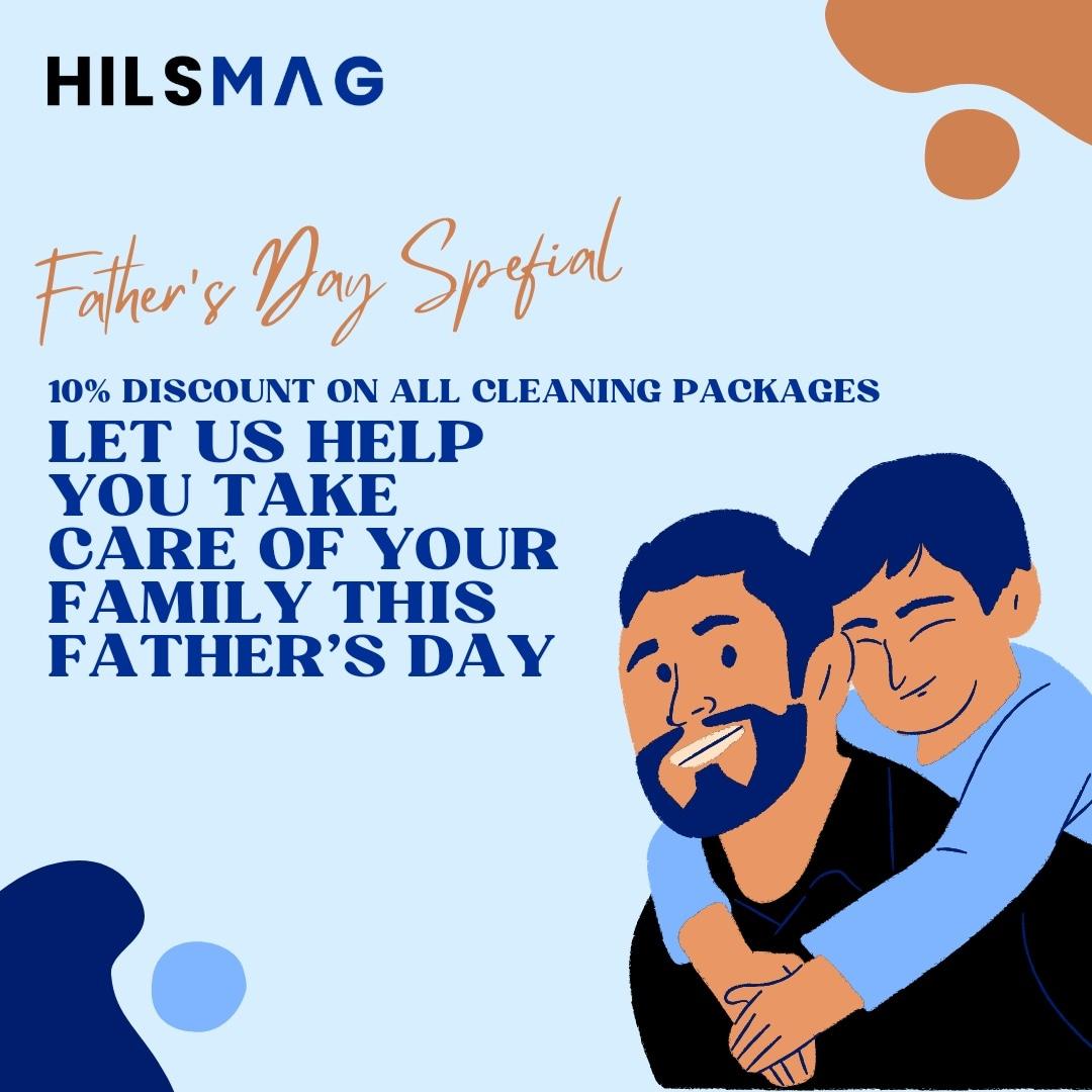 Father's day is right round the corner!

We have a special 10% Discount on all our cleaning packages for you! Let us help you take care of your families!

#hilsmagofficial #housekeepingservices #cleaniningsolutions #cleanliving #cleaningservices  #fathersday #special #discount