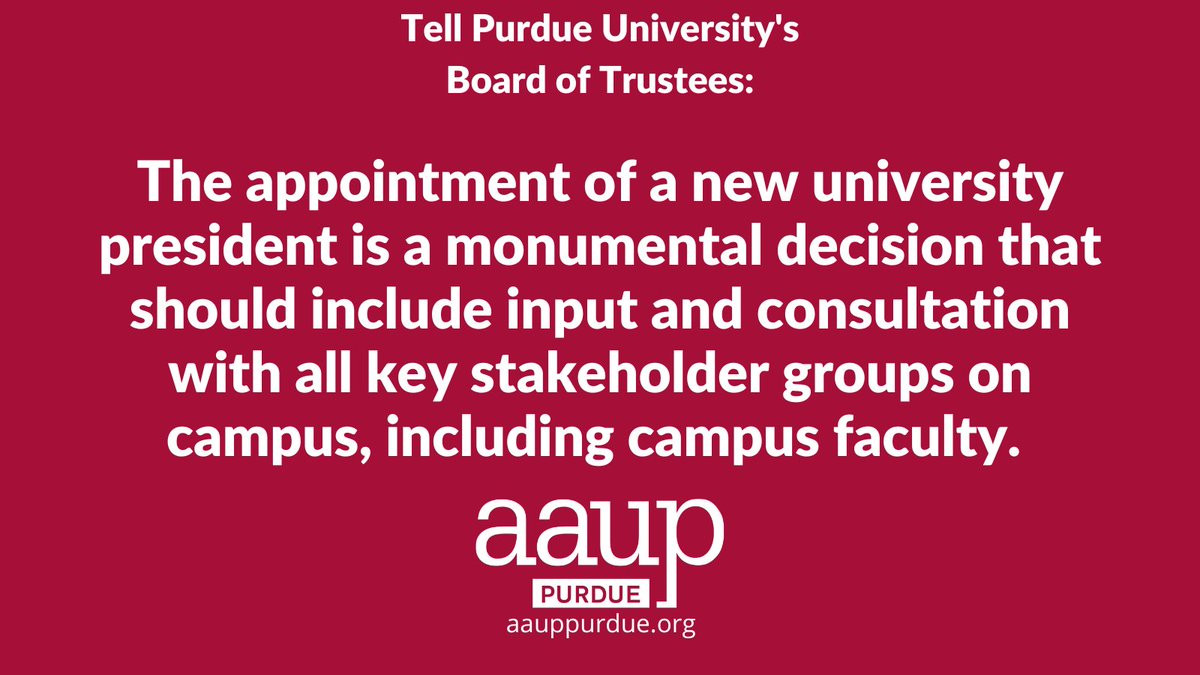 On Friday June 10, 2022, Purdue University’s Board of Trustees announced with no warning the appointment of a new university president starting on January 1, 2023. Read AAUP-Purdue’s statement here: tinyurl.com/82c236sk