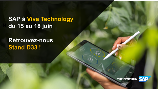 SAP sera présent à Viva Technology, stand D33. 🌱 Planifiez dès maintenant un rendez-vous avec nos experts #Durabilité ! bit.ly/3MPy658
