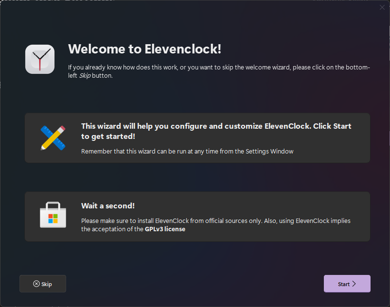 ElevenClockProj's tweet image. ElevenClock Version 3.6.0 is out, featuring the new Welcome Wizard!
Among other improvements, internet time detects nbow your location.

github.com/martinet101/El…