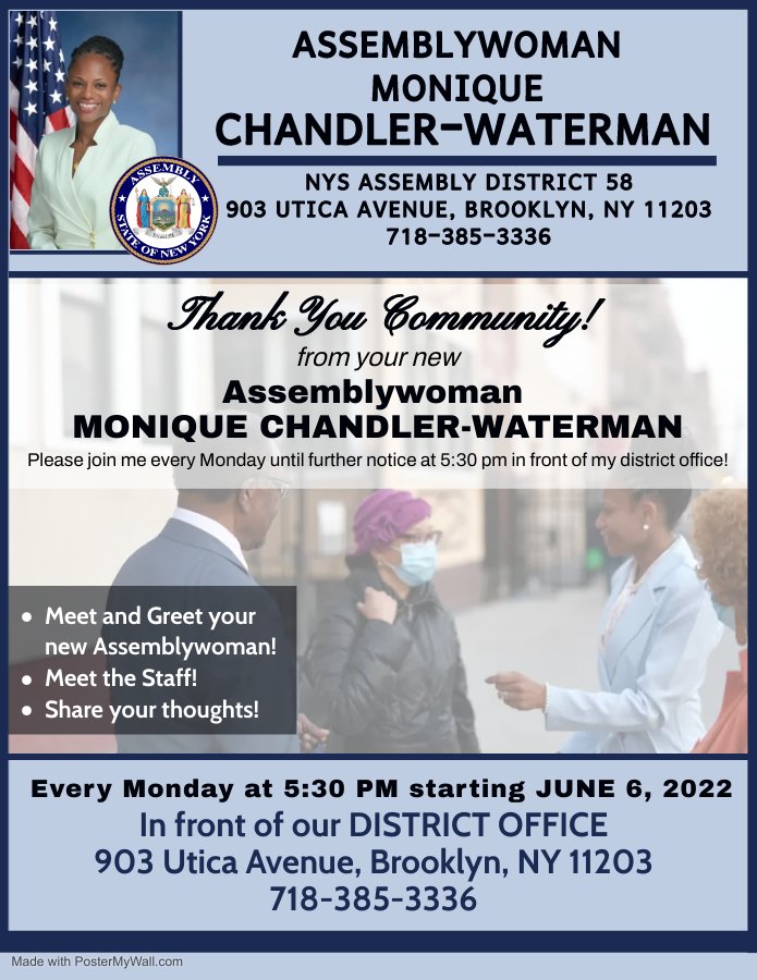 Please join me today outside of my office at 5:30 pm 903 Utica Ave between Church and Snyder Aves.