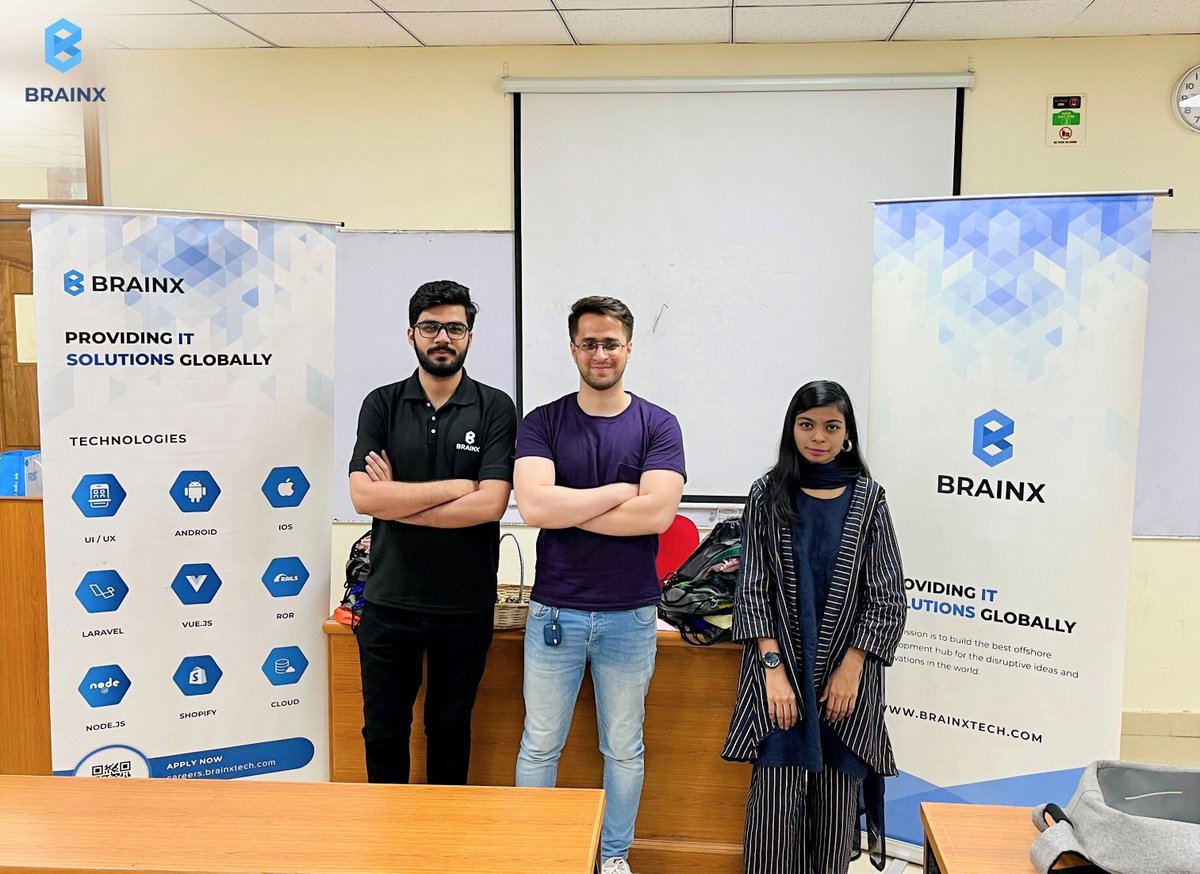 BrainXTechs's tweet photo. BrainX Technologies attended Jobfair'22 at #FastNationalUniversityIslamabadCampus
We were extremely overwhelmed to see the enthusiasm of students who were looking forward to joining us! ✌️ 
We would love to have them in our BrainX Team.🤩 Hats off to their management team.🙌 https://t.co/B613Vw8hET