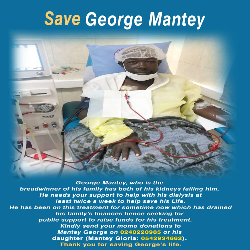 Misti_shito's tweet photo. I am writing this to seek your support on behalf of my dad, Mantey George. Over the years, his kidney disease has gotten worse causing his kidneys not to work well enough to keep him alive. This is what he's facing now, and his treatment options are limited to dialysis treatments https://t.co/GA8TsjdCLC