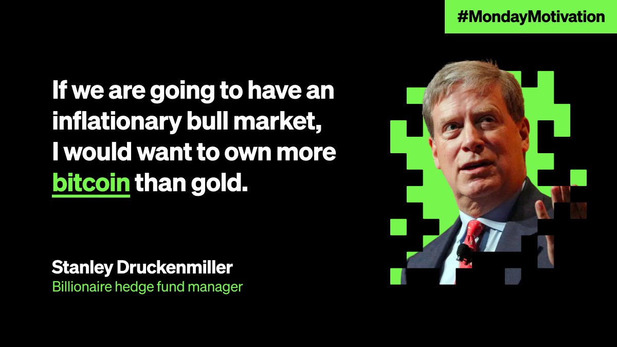#MondayMotivation 💪 Stanley Druckenmiller

Legendary investor Drunkenmiller said that he would rather own more #Bitcoin than gold amid rising #inflation. 🔥