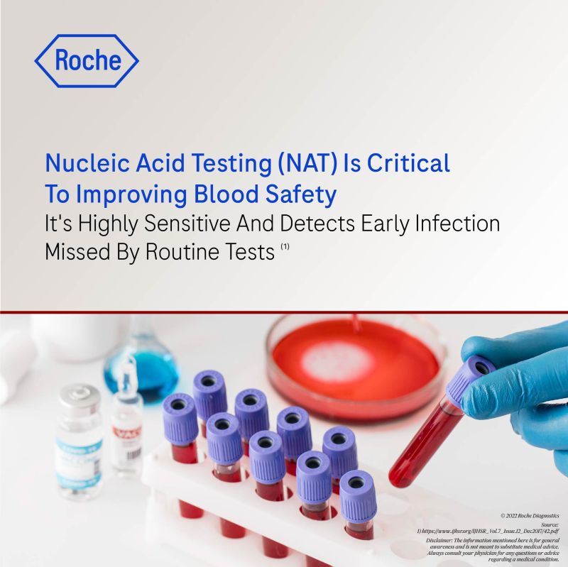 nathealthindia's tweet photo. 1 pint of blood can save 3 lives! But before that, it needs to be tested for infections that could be transmitted post-transfusion. Tests like #NucleicAcidTesting are a major med breakthrough that prevents this from happening. #IPledgeRED #WBDD2022 #SafeBloodSavesLives @RocheDia https://t.co/H4JGjIraR0