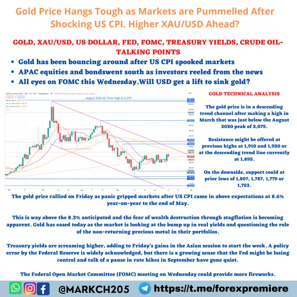 markch205's tweet image. #XAUUSD UPDATE :- #Gold Price Hangs Tough as Markets are Pummelled After Shocking US CPI. Higher #XAUUSD Ahead?

#GOLD, XAU/USD, US DOLLAR, FED, FOMC, TREASURY YIELDS, #CRUDEOIL- TALKING POINTS

JOIN OUR REGISTER NOW👇 
bit.ly/3uF2ABC
#SILVER #XAGUSD #FOREX #NFP #GOLD