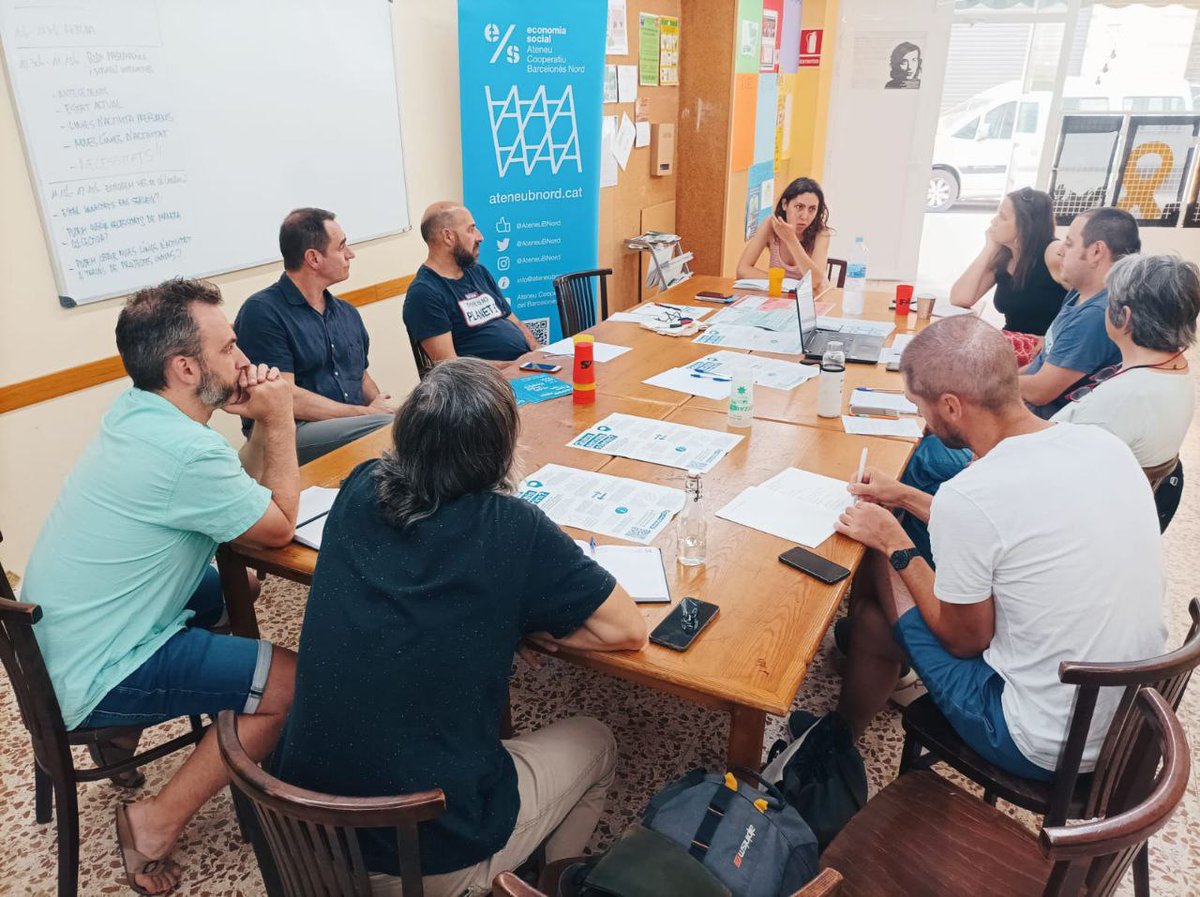 AteneuBNord's tweet photo. Avui som a la trobada de cooperatives actives al Barcelonès Nord per fer balanç de situació, identificar necessitats compartides i explorar vies de col·laboració per ajudar a la consolidació.
Amb @lasargantana @ObradorCoop @CaliuHab @Capfoguer Conreu Sereny, DIP, Gramagraf,... https://t.co/9oBNqZ7qAD