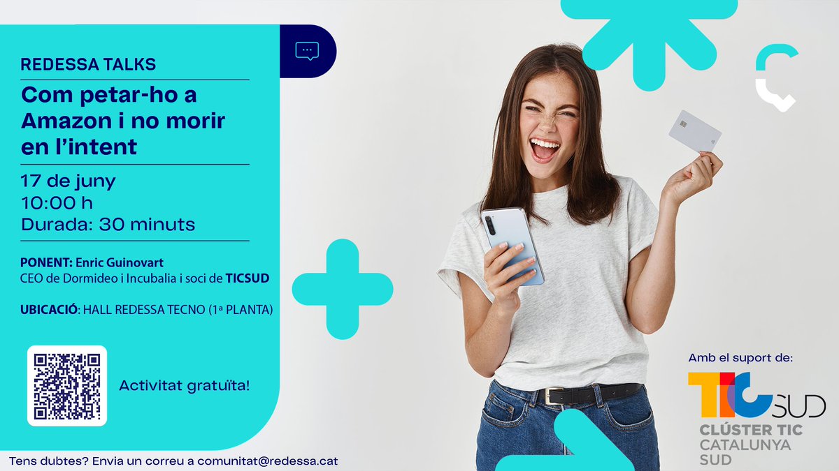 TICSud's tweet photo. Nova sessió de les #RedessaTalks de @RedessaReus  amb #Incubalia, membre del #TICSud!

➡️Com petar-ho a Amazon i no morir en l'intent
📅Divendres 17/6
⏰ 10h
📢 @eginovart, CEO d'Incubalia i Dormideo 
📍Hall Redessa Tecno

#Innovació #Empresa #TICSud #Redessa #Reus #CatalunyaSud https://t.co/rbQSYJ2Apu