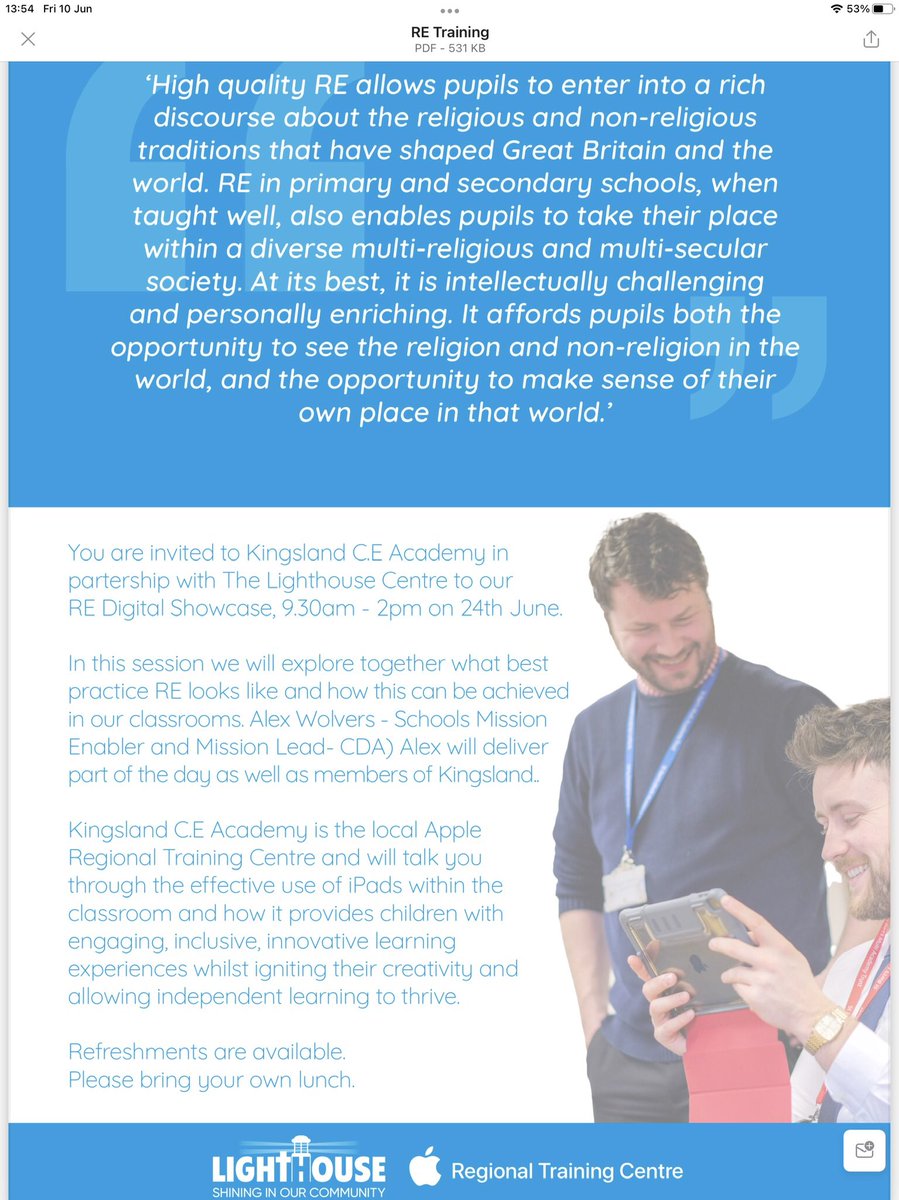  Apple RTC - Stoke (@stokertc) on Twitter photo Join us at <a href="/KingslandTweets/">Kingsland CE Academy</a> on Friday 24th June for a RE Digital Showcase. To book your place sign up up here ldbe.co.uk/support-and-tr…
<a href="/StBartsTrust/">St. Bart's Multi-Academy Trust</a> <a href="/LDBE8/">Lichfield Diocese Education</a> Join us at <a href="/KingslandTweets/">Kingsland CE Academy</a> on Friday 24th June for a RE Digital Showcase. To book your place sign up up here ldbe.co.uk/support-and-tr…
<a href="/StBartsTrust/">St. Bart's Multi-Academy Trust</a> <a href="/LDBE8/">Lichfield Diocese Education</a>
