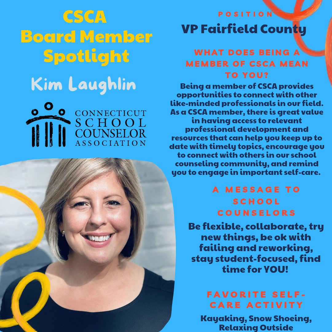 CSCA_Counseling's tweet image. @CSCA_Counseling 2021-2022 Board Member Spotlight💥🎇Kim Laughlin🎇VP Fairfield County🛶🎿🏞️