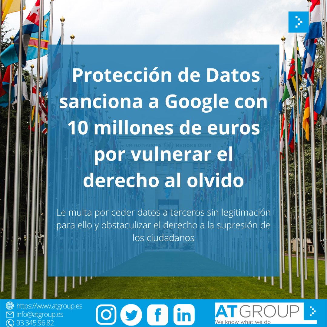 ATGroup_es's tweet photo. ¡Buenos días!
Hoy os traemos una noticia sobre la sanción de Protección de Datos a Google, esperemos que os resulte interesante.
#Protecciondedatos #Google #derechos #atgroup https://t.co/RSPqmSvAQy