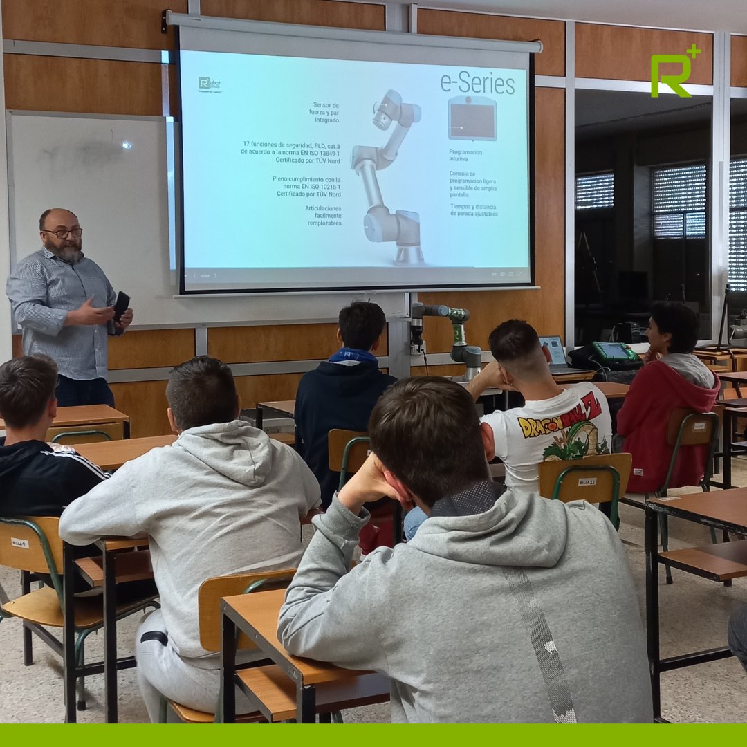 ROBOTPLUS's tweet photo. Los pasados días 19 y 20 de mayo estuvimos en el centro @cristoreyva Valladolid realizando unas jornadas para acercar la robótica colaborativa a los alumnos del centro. Esperamos repetir pronto 🦾
#Robotplus #robótica #automationn #technology #40industry #industria40 #robotics https://t.co/1CJzUxRKXT