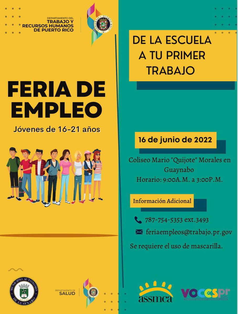 DTRHPR's tweet photo. 🟠Si tienes entre 16 y 21 años y buscas tu primera experiencia laboral, te esperamos este próximo jueves, 16 de junio en la Feria de Empleo #DeLaEscuelaATuPrimerTrabajo. ⬇️ https://t.co/GbcbNZFZFJ