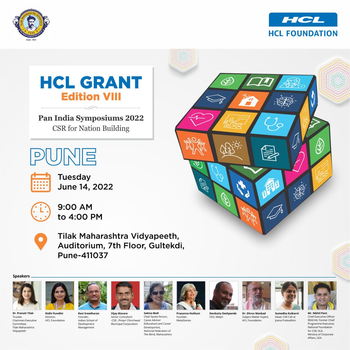 HCL_Grant's tweet photo. We are delighted to present our esteemed speakers for the 9th Symposium of HCL Grant Edition VIII happening in Pune!
Looking forward to your gracious presence!
Register here: https://t.co/8dRoN7ozHq
#CSRForNationBuilding https://t.co/3aHh37st5N
