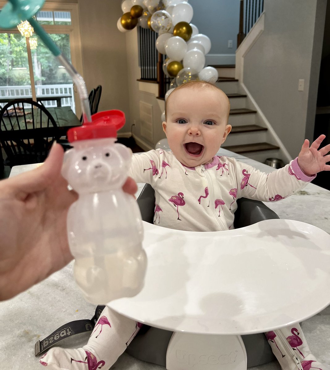 Ms Tonya’s grand-daughter Hallie Ann loves when her momma pulls out the Honey Bear 🐻 cup! It’s so exciting to drink from a straw! Lots of oral motor benefits as well!! Thanks <a href="/ARKTherapeutic/">ARK Therapeutic</a> <a href="/KathrynLHayes/">Kathryn Hayes</a>