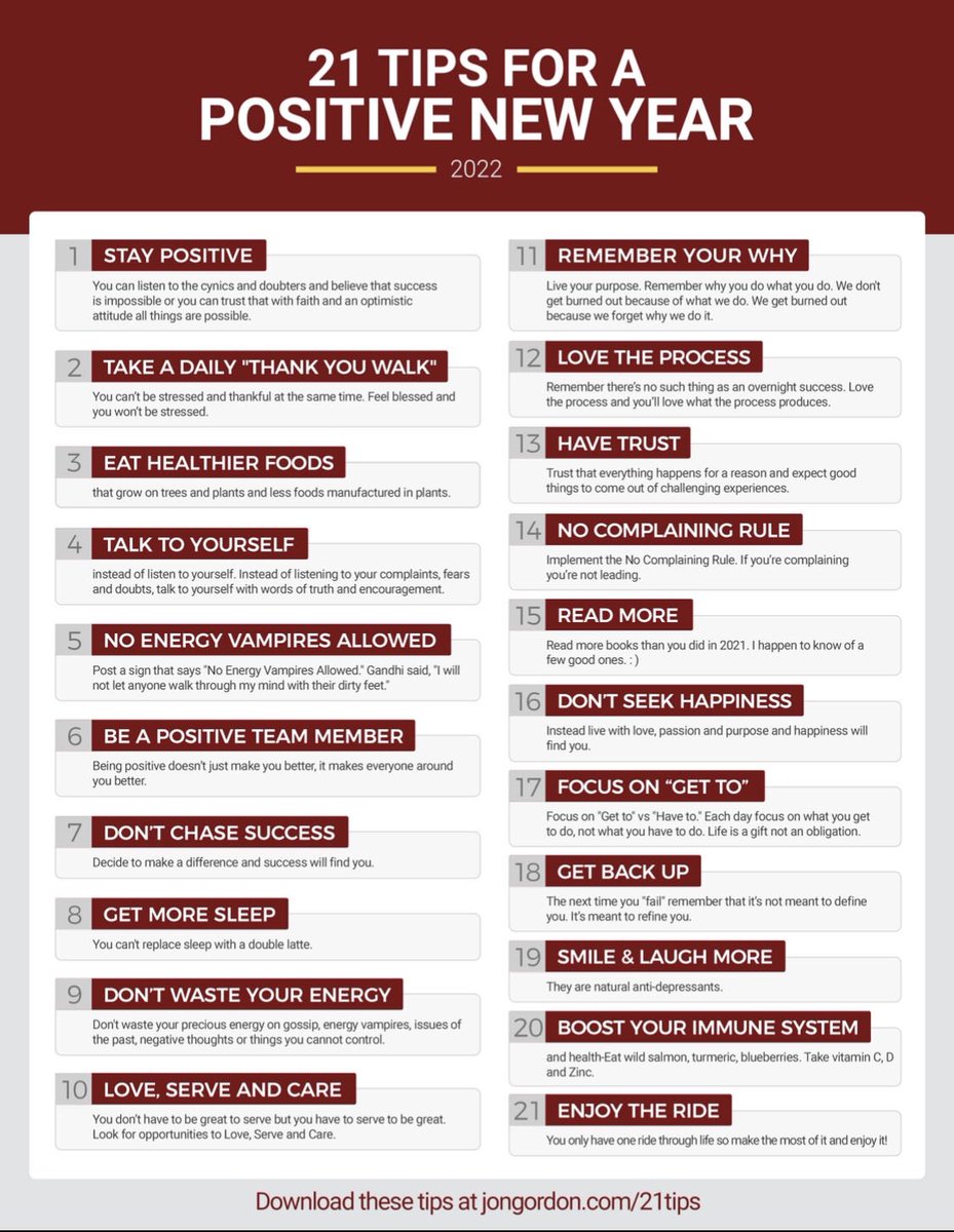 We’re almost 1/2 way through 2022. No better time to regroup / realign and make the rest of the year the best of the year. These 21 Tips still apply. What are your top 3? jongordon.com/21tips