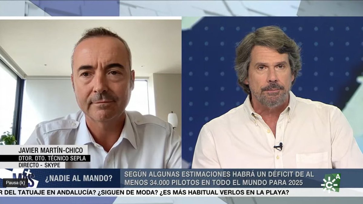 sepla_pilotos's tweet photo. “No queremos que se sustituya a un piloto por algo que puede afectar a la seguridad”
📺 El director del Departamento Técnico de #Sepla, Javier Martín-Chico, habla sobre el #SinglePilotOperations en @MAS_CanalSur de @canalsur https://t.co/9nxyAmKgML
