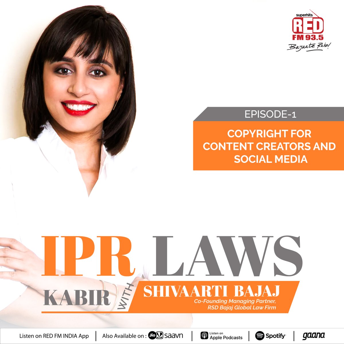 RedFMIndia's tweet photo. Copyright for content creators and social media 
Copyright simply means “Not to copy”. Listen to this podcast #IPRLaws to know how content creators wd a special mention of content creators on social media can know about their rights to distribute, perform &amp; reproduce their work. https://t.co/gkya2oLWwy