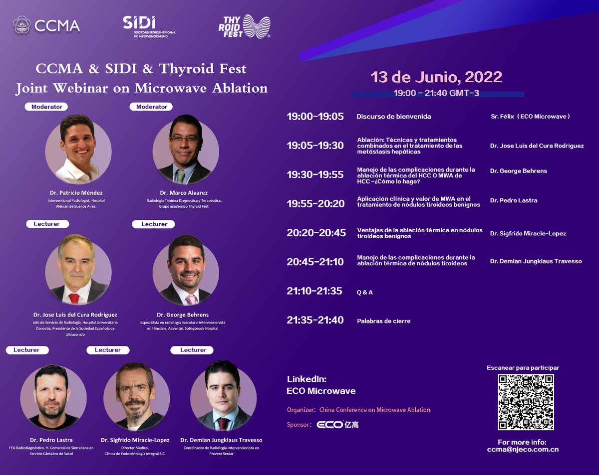 SIDISoc's tweet photo. ✅  HOY  |  19:00- 21:40 h GMT-3 (hora Argentina)

Webinar sobre ablación por microondas con excelentes disertantes de primer nivel! 🔝

Organizado por ECO Microwave con el aval de SIDI. 

Registro gratuito 👇

https://t.co/S5wJWEf75n

#RadiologiaIntervencionista #IRad https://t.co/K96cuHHDH7