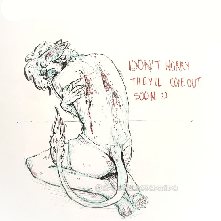 crowthenevrmore's tweet photo. CW! blood, wounds
soon to have wings...
#hybrid #oc #laboc #art #wings https://t.co/BEhF38tC8S