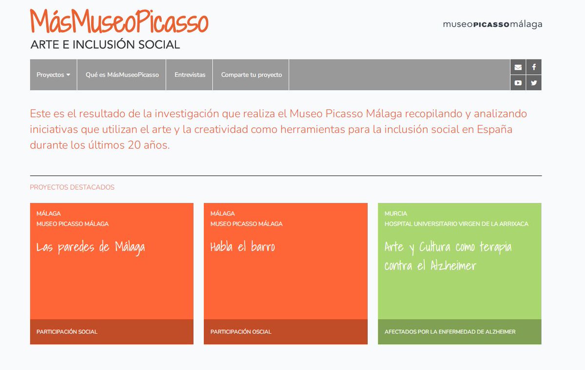 En la web #MásMuseoPicasso recogemos los proyectos de #arteinclusión social realizados en el MPM y en museos e instituciones de toda España en los últimos 20 años. Visítala aquí > masmuseopicasso.org #InnovaciónMW #MuseumWeek #arteinclusión #CulturaParaTodos #AccesoALaCultura