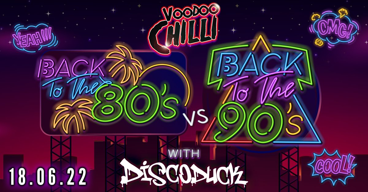 VoodooChilliBar's tweet photo. THIS SATURDAY AT VOODOO CHILLI! 🕺💃

Will you be 'Walking on Sunshine' or 'Dancing on the Ceiling'!!
This sensational event will make you 'Want to Dance With Somebody', 'Get ready to Rumble' or even 'Take on Me'. 

FREE ENTRY ALL NIGHT! OVER 18's ONLY https://t.co/sNRcVnN3xG