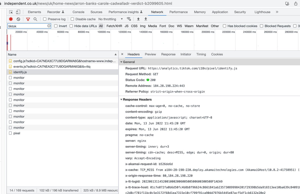 PrivacyMatters's tweet image. There&apos;s approx 1000 adserver / tracking requests taking place. A #DataVampire infested hell.

Before even engaging with the &apos;privacy options&apos; I note tiktok analytics analytics.tiktok.com/i18n/pixel/con… Google Analytics &amp;amp; much much more 

Ad tracking cookies .. &amp;amp; sneaky hidden Facebook Pixels